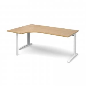 image of TR10 Left Hand Ergonomic Desk 1800mm - White Frame Oak Top