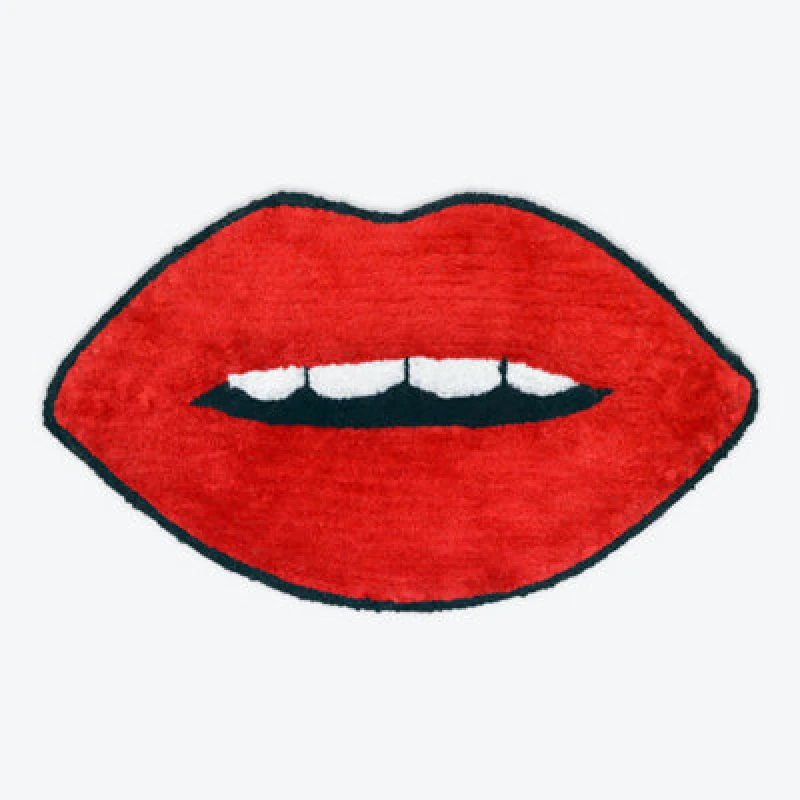 Image of Mooky Mats Lips Shaped Bath Mat - Non-Slip Fun Bathroom Rug Red unisex
