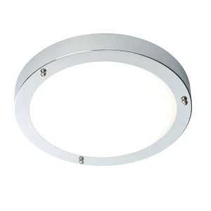 Image of LED Bathroom Flush Ceiling Light Chrome, Frosted Glass IP44