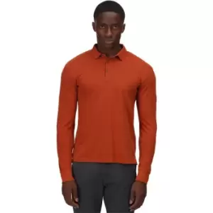 Image of Regatta Mens Kaleb Cotton Long Sleeve Polo Shirt 3XL- Chest 49-51 (124.5-129.5cm)