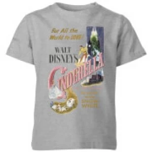Image of Disney Princess Cinderella Retro Poster Kids T-Shirt - Grey - 11-12 Years