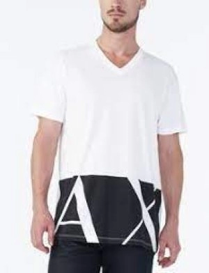 image of Armani Exchange AX Logo Oversized Print T-Shirt White Size 2XL Men