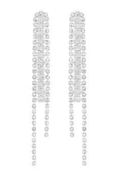 image of Silver Crystal Linear Baguette Shower Drop Earrings