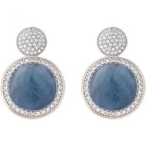 image of Ladies Bronzallure 18ct Gold Plated Bronze Aqua Chalcedony Earrings