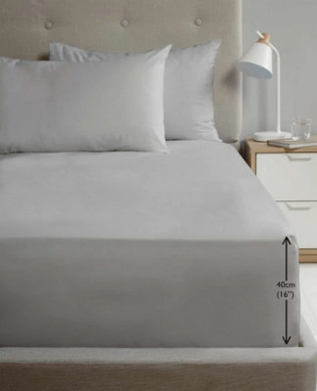 Image of Rapport Home SND Percale 180 Thread Count Polycotton Plain Fitted Sheet (16") Grey