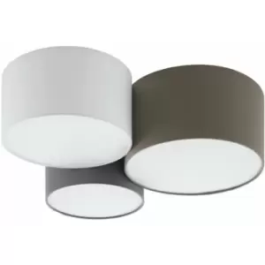 image of Loops - Wall Flush Ceiling Light White Anthracite Brown White Grey Fabric Bulb E27 3x60W