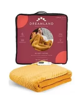 image of Dreamland Dreamland Hurry Home Deluxe Velvet Warming Herringbone Mustard Throw