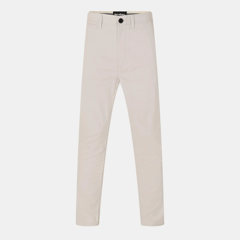 Image of Threadbare 'Castello' Cotton Slim Fit Chino Trousers With Stretch Off White