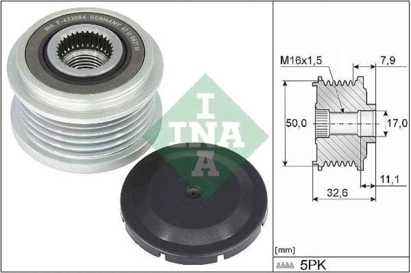 Image of Alternator clutch pulley INA 535 0359 10