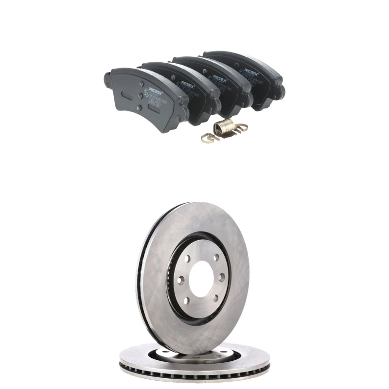 Image of RIDEX 3405B2925 Brake disc and pads set Front Axle, Brake Disc Type: Externally Vented Brake Set,disc brakes (3405)