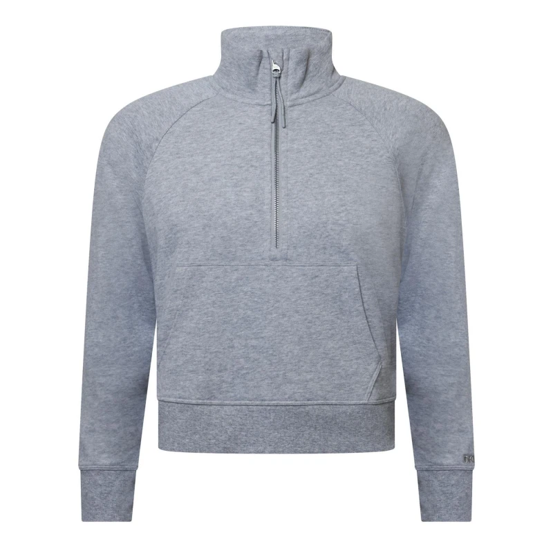Image of DKNY Half Zip Logo Pullover Sweatshirt Grey female L