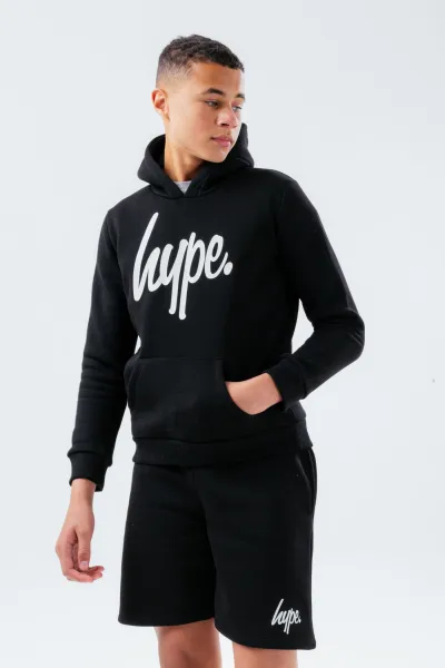 image of HYPE UNISEX KIDS BLACK SCRIPT HOODIE