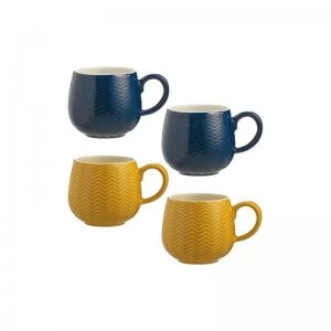 image of Mason Cash Set of 4 Embossed Chevron Mugs