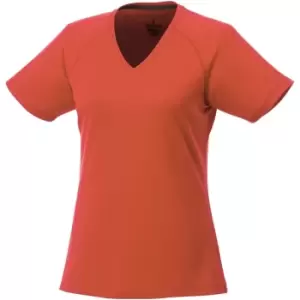 image of Elevate Womens/Ladies Amery Short Sleeve Cool Fit V-Neck T Shirt (M) (Orange)