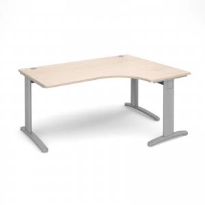 image of TR10 Deluxe Right Hand Ergonomic Desk 1600mm - Silver Frame maple Top