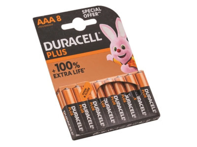 Image of Pack of 8 Duracell Plus 100 AA Batteries Black