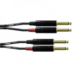 image of Cordial CFU 3 PP Audio/phono Adapter cable [2x Jack plug 6.35mm - 2x Jack plug 6.35 mm] 3m Black