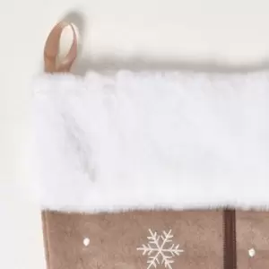 image of Reindeer Christmas Stocking - Brown - Homescapes