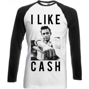 image of Johnny Cash I Like Cash Mens Large T-Shirt - White