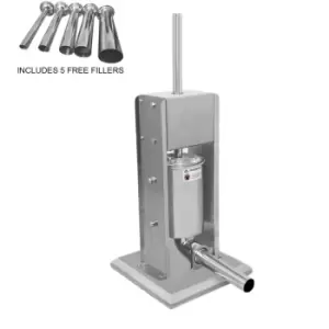 image of 3L Sausage Stuffer Kit Filler Maker 304 Stainless Steel Heavy Duty Commercial Meat Machine Vertical Manual 2 Speeds - Silver