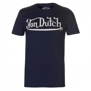 Image of Von Dutch Logo T Shirt - Navy/White