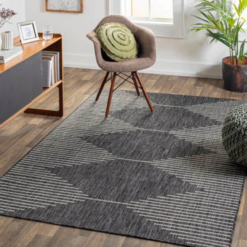 Image of Livabliss In- & Outdoor Global Charcoal Dolly Area Rug 160 X 230 Cm - Easy To Clean, Perfect For Patio, Balcony, Kitchen Or Dining Room