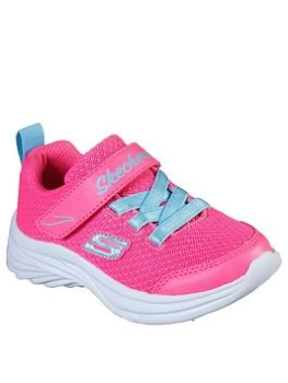 image of Skechers Girls Dreamy Dancer Miss Minimalistic Mesh Knit Gore & Strap Sneaker, Pink/Blue, Size 7 Younger