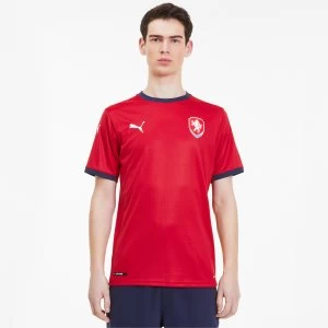 Image of PUMA Czech Republic Mens Home Replica Jersey, Chili Red Pepper/Peacoat, size 2X Large, Clothing