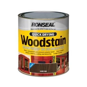 image of Ronseal Quick Drying Woodstain Satin Dark Oak 750ml