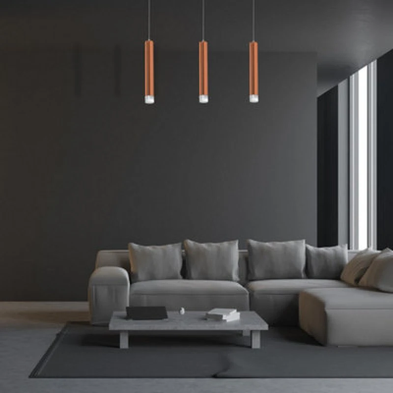 Image of Milagro Copper LED Triple Pendant Lamp Rose Gold Industrial Chic Metallics unisex