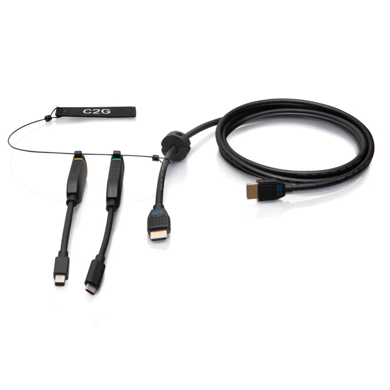 Image of C2G 10ft (3m) 4K HDMI Premium Cable and Dongle Adapter Ring with Colo