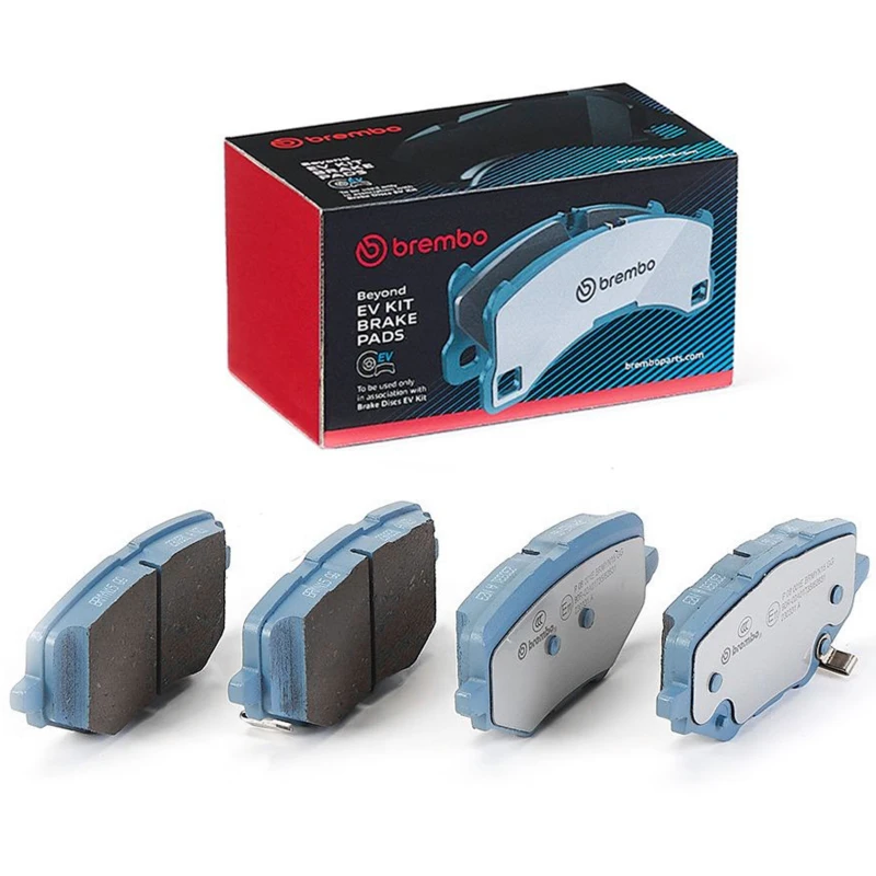 Image of BREMBO P 08 001E Brake pad set BEYOND LINE - EV with acoustic wear warning, without accessories, with anti-squeak plate Brake Pad Set,disc brake (402