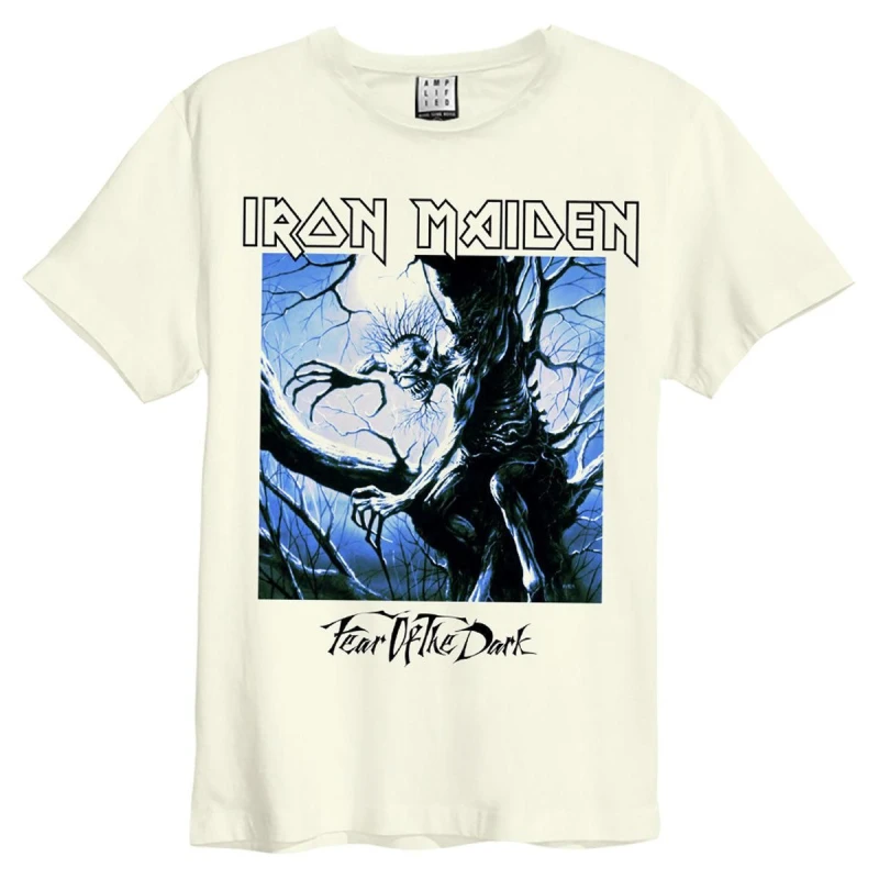 Image of Amplified Amplified Men Fear Of The Dark Iron Maiden Vintage T-Shirt in White Size: Small White S Male 5063470956623