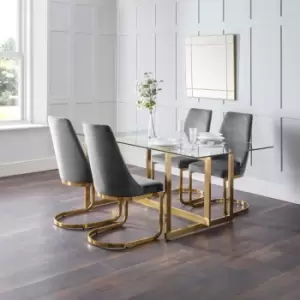 image of Julian Bowen Set Of Minori Dining Table & 4 Vittoria Grey Chairs