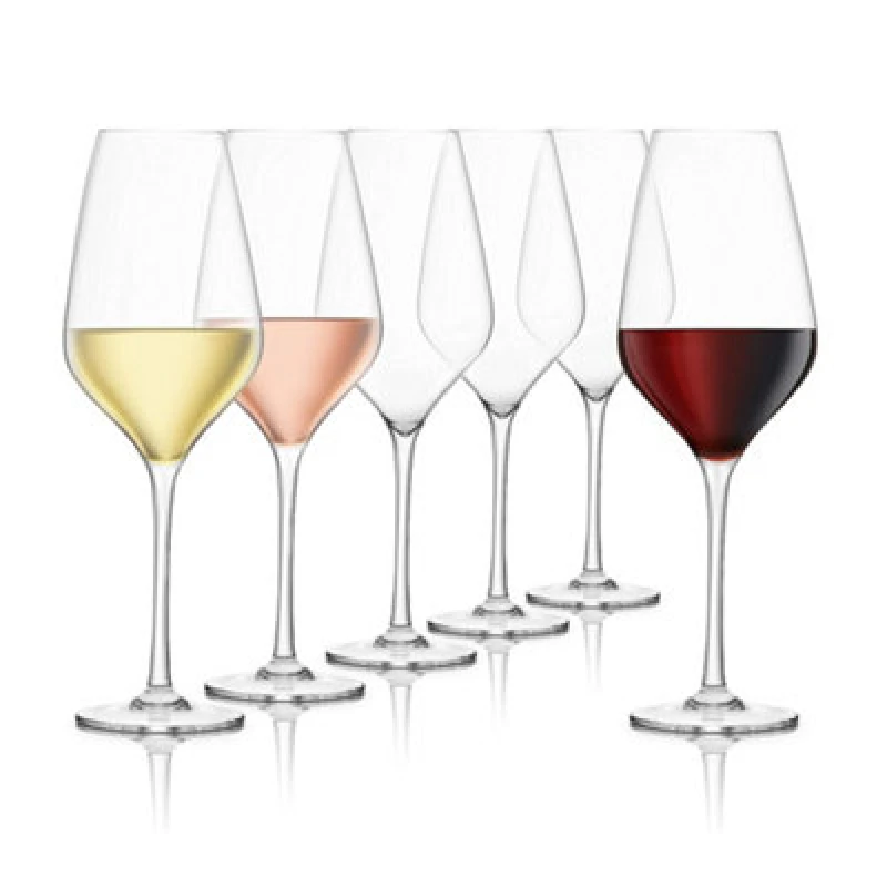 Image of Final Touch Set of 6 Everyday Lead Free Crystal Wine Glasses 620ml Clear Clear unisex