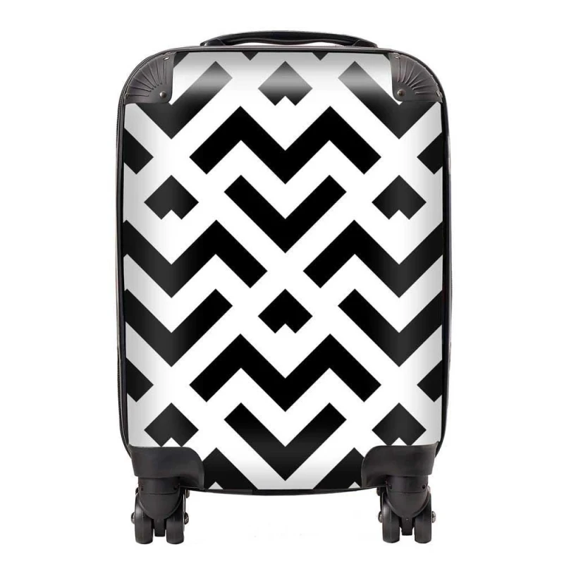 Image of Warren Reed - Designer Black & White Abstract Pattern Suitcase Size: Large Black Unisex Large