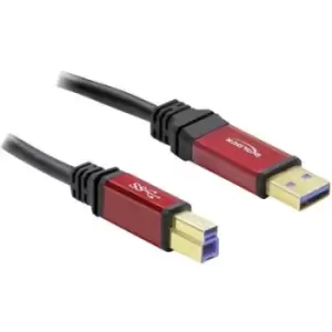 image of Delock USB cable USB 3.2 1st Gen (USB 3.0 / USB 3.1 1st Gen) USB-A plug, USB-B plug 3m Red, Black gold plated connectors, UL-approved 82758