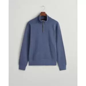 Image of Gant Sacker Rib Half Zip Dark Jeansblue - Blue