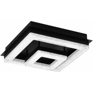 Image of Flush Ceiling Light Colour Black Shade Black Clear Plastic Crystal Bulb LED 12W