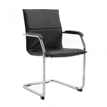 image of Essen stackable meeting room cantilever chair Black faux leather