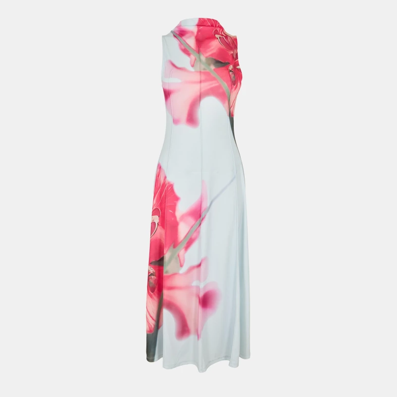 Image of Ted Baker Womens Mesh Midi Tea Dress Pl-Blue female 8 (XS)