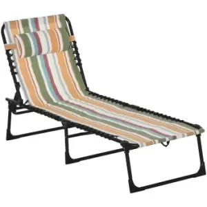 Image of Folding Beach Chair Chaise Lounge 4 Adjustable Positions, Multicolored - Multicolored - Outsunny