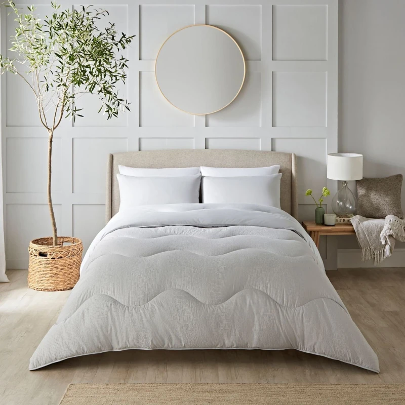 Image of Night Lark Night Lark Seersucker Nordic Mist 4.5Tog Duvet Set-Superking