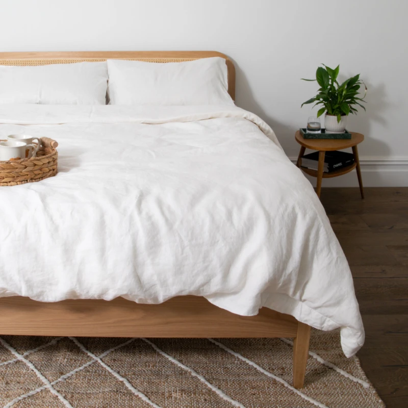 Image of Native Natural White Super King 100% Linen Duvet Cover (260x220cm) White Unisex Super King