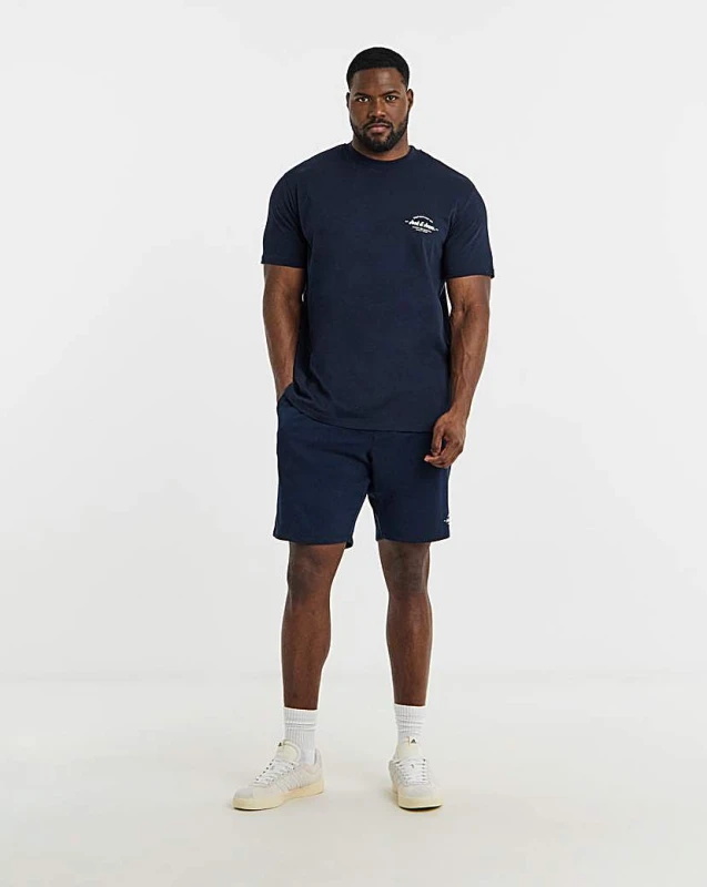 Image of jack & jones Jack & Jones Brandon T-Shirt & Short Set Navy - JACK & JONES - Size: 3XL Top / 50" Waist Navy Male 3XL Top / 50" Waist JK58505