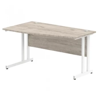 Image of Trexus Slim Rectangular Desk Panel End Leg 1400x600mm Grey Oak Ref