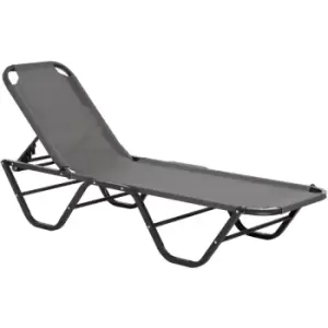 image of Outsunny - Sun Lounger Relaxer Recliner with 5-Position Adjustable Backrest Grey