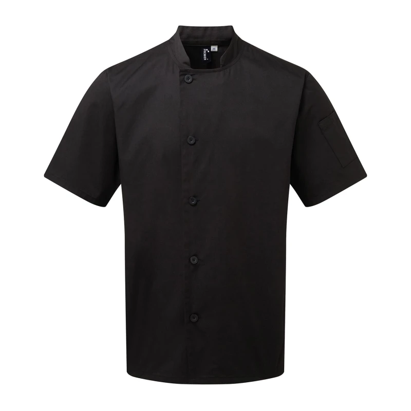 Image of Premier Premier Men Essential Short-Sleeved Chef Jacket in Black Size: 3X-Large Black XXXL Male 5063470040797