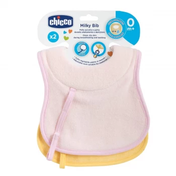 image of Chicco Bib 0m + Pink Color 2 Pieces