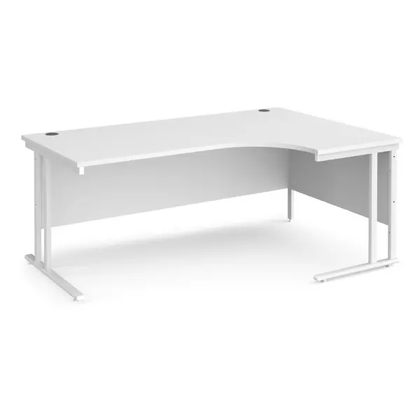 image of Maestro 25 Right Hand Ergonomic Desk with White Cantilever Frame and White Top - 1800mm Wide